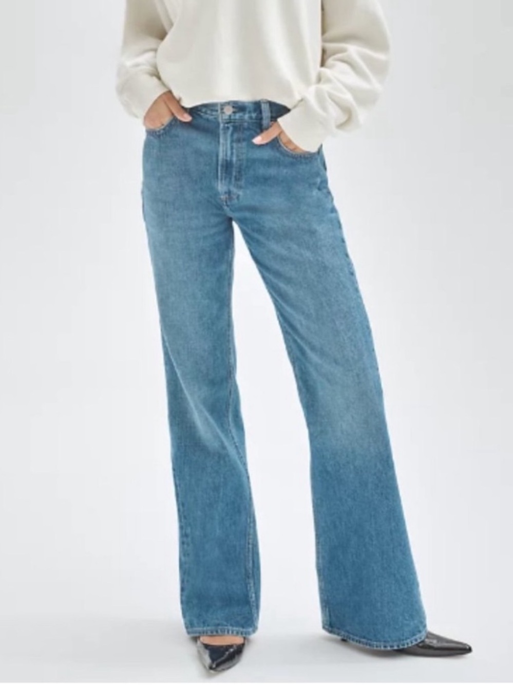 Denim Forum The Marianne High Rise Flare Jeans Women’s 28 Stretch Classic Denim